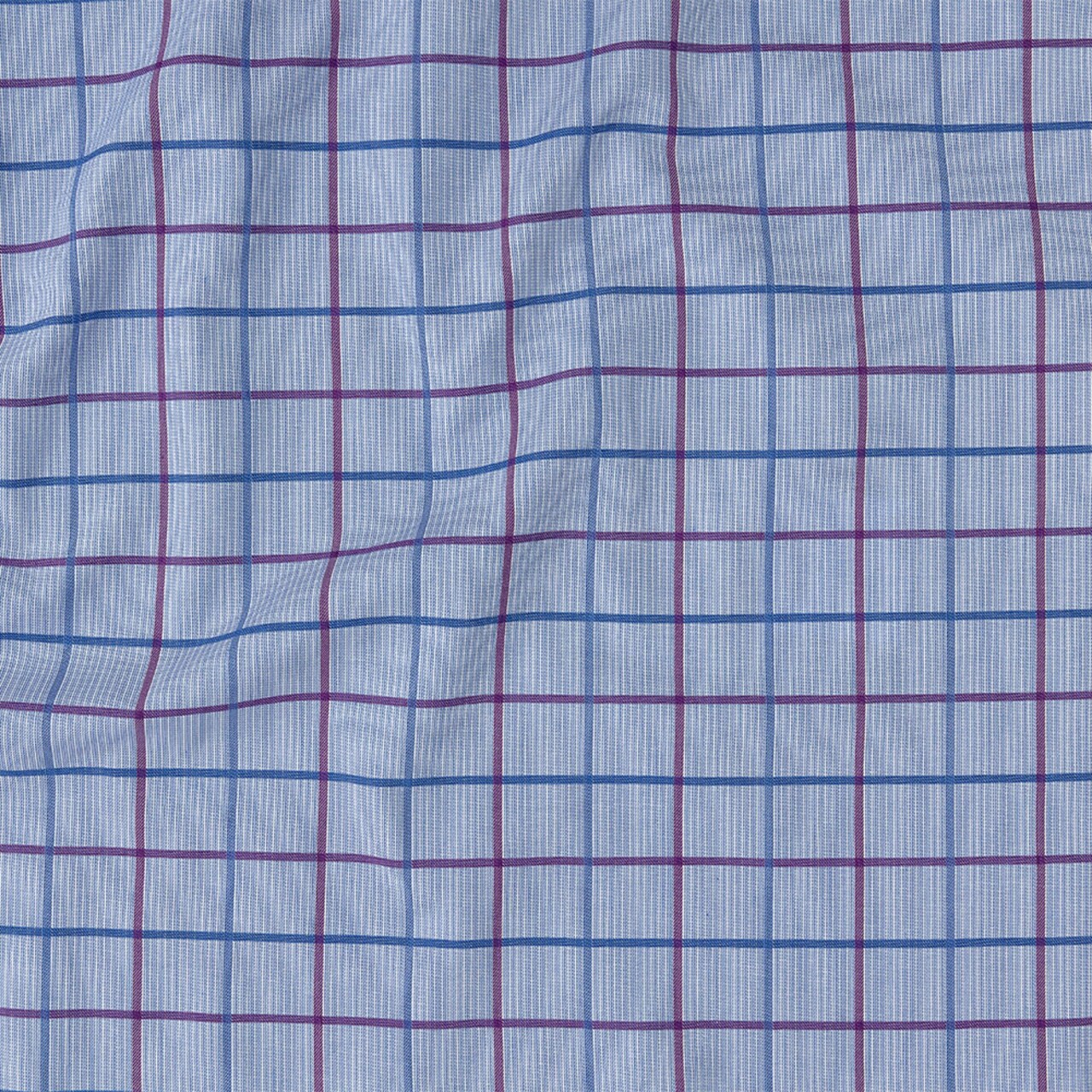 1 Yard Premium Medium Violet Tattersall Checkered and Pinstripes Cotton Shirting Fabric